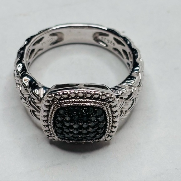 AFFINITY Vintage 925 Sterling Silver Pave Green Diamond Ring Size 8 - Picture 7 of 10